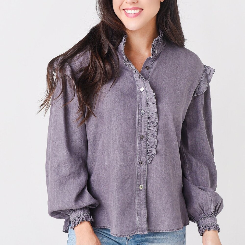 Rebecca Minkoff | Willamina Button-Up Blouse | Washed Grey